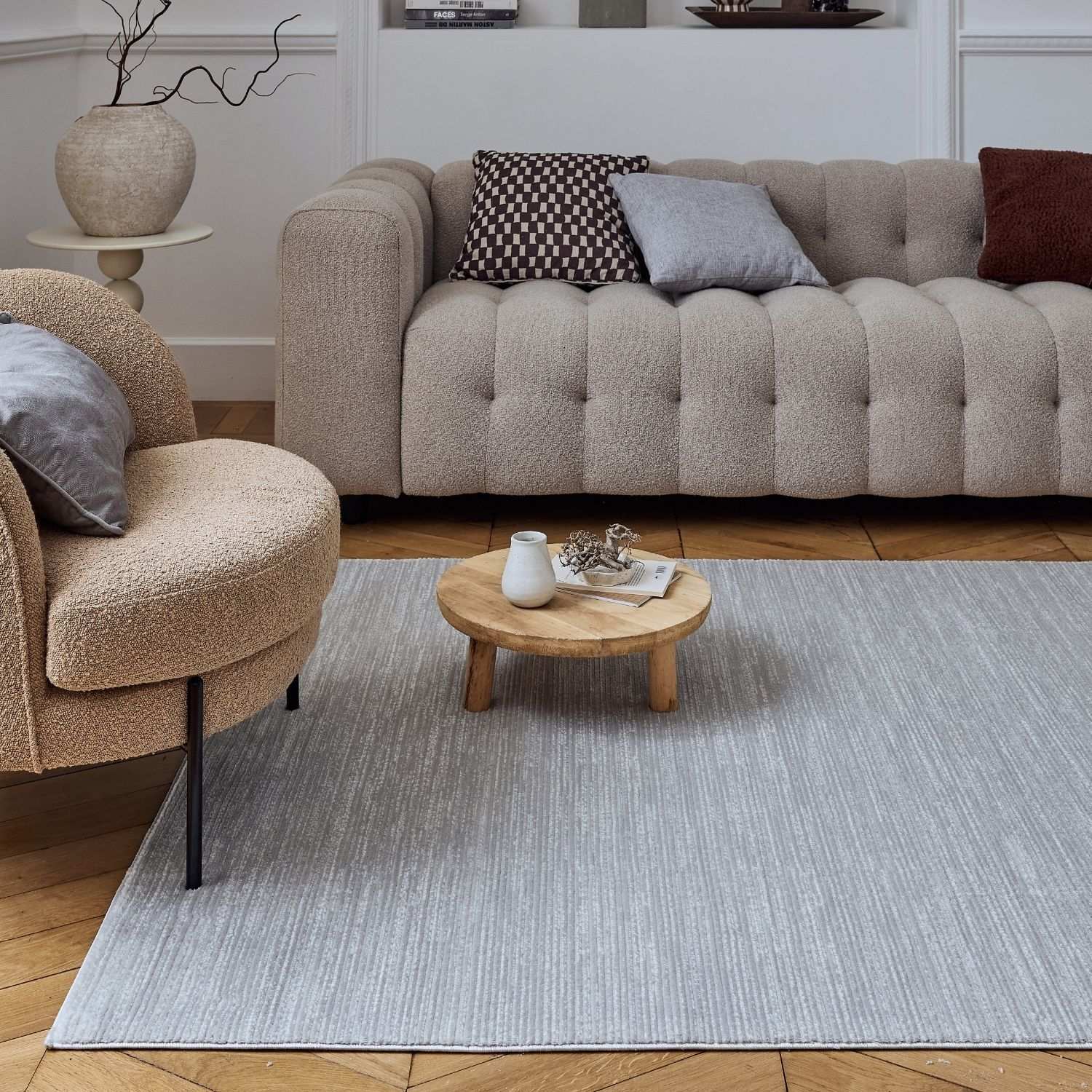 Carmel Grey-Cream Striped Rug