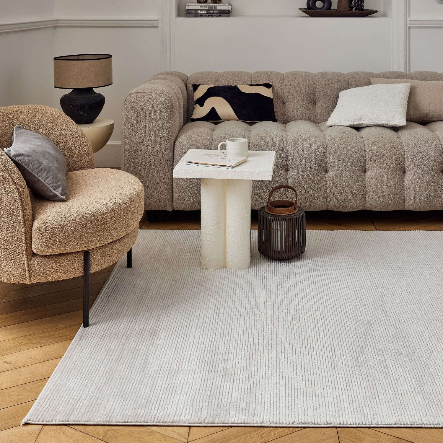 Carmel Beige-Cream Striped Rug