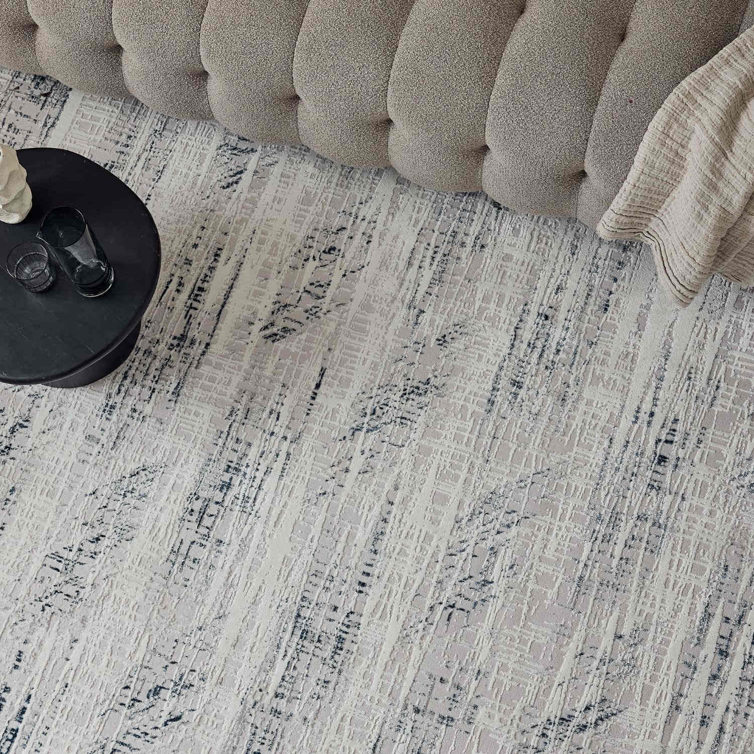 Carmel Cream-Blue Abstract Rug
