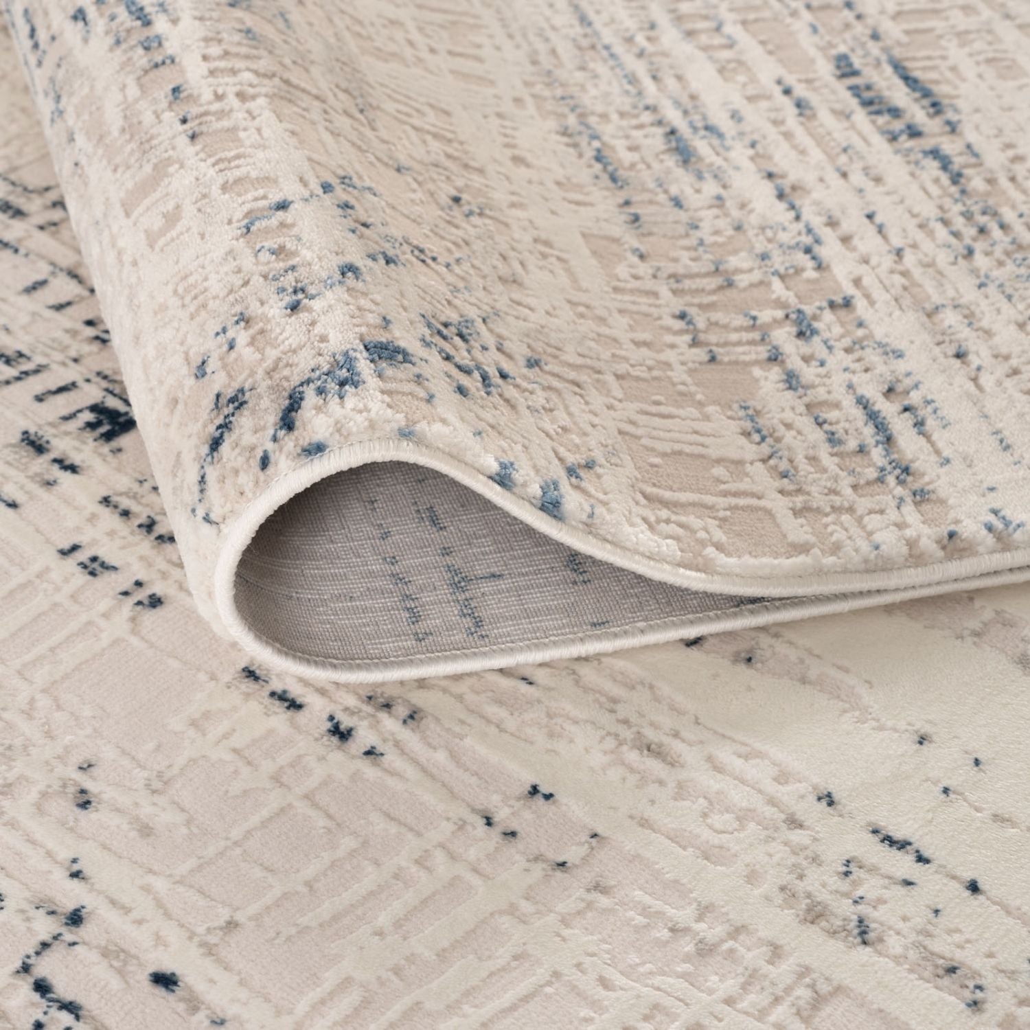 Carmel Cream-Blue Abstract Rug