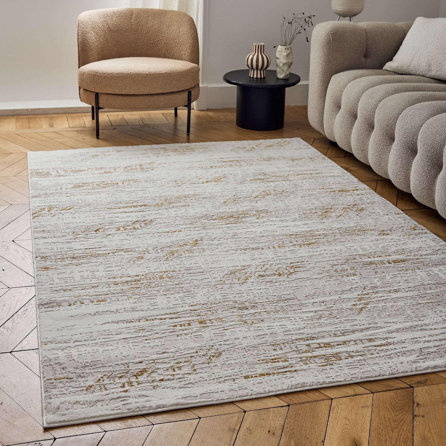 Carmel Cream-Gold Abstract Rug