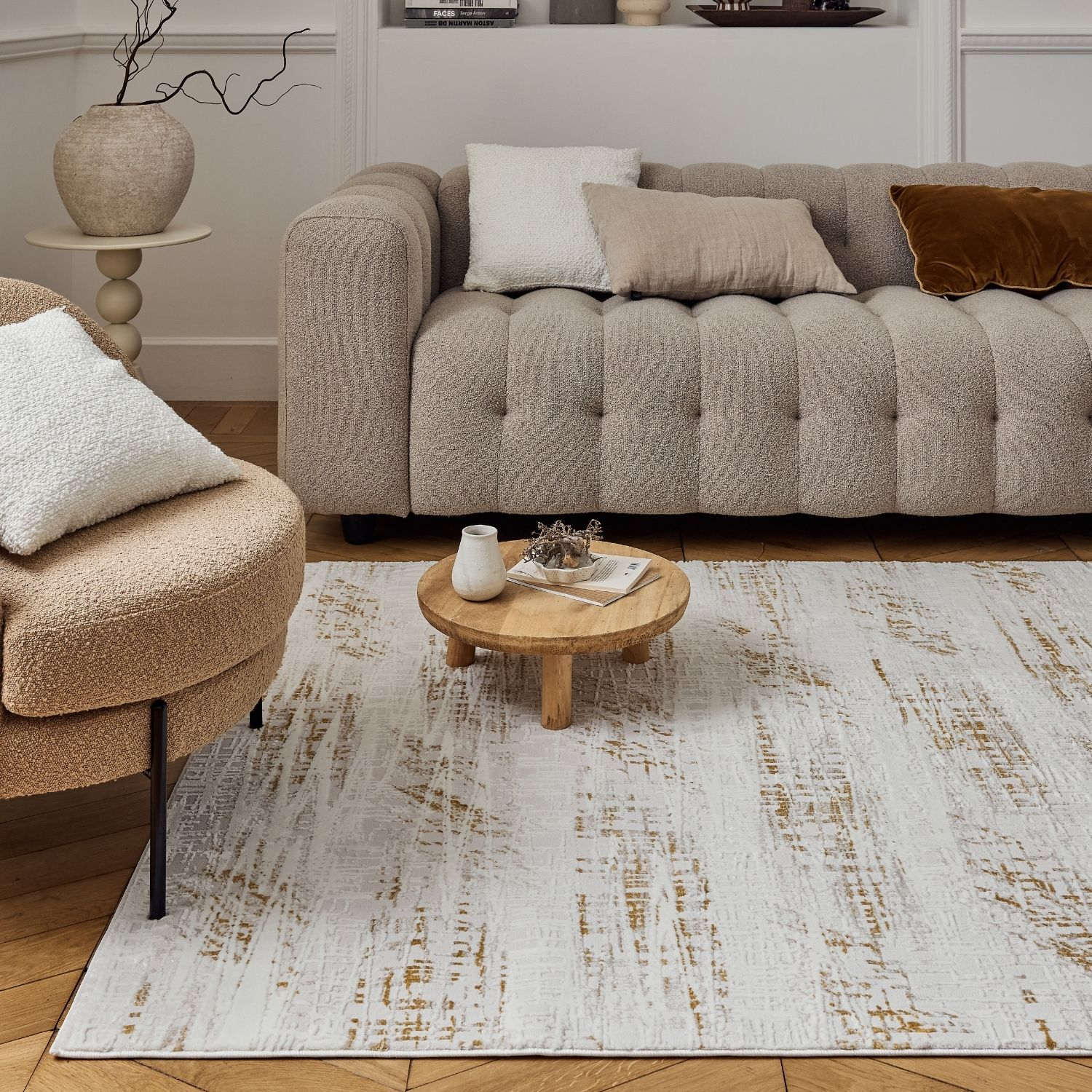 Carmel Cream-Gold Abstract Rug