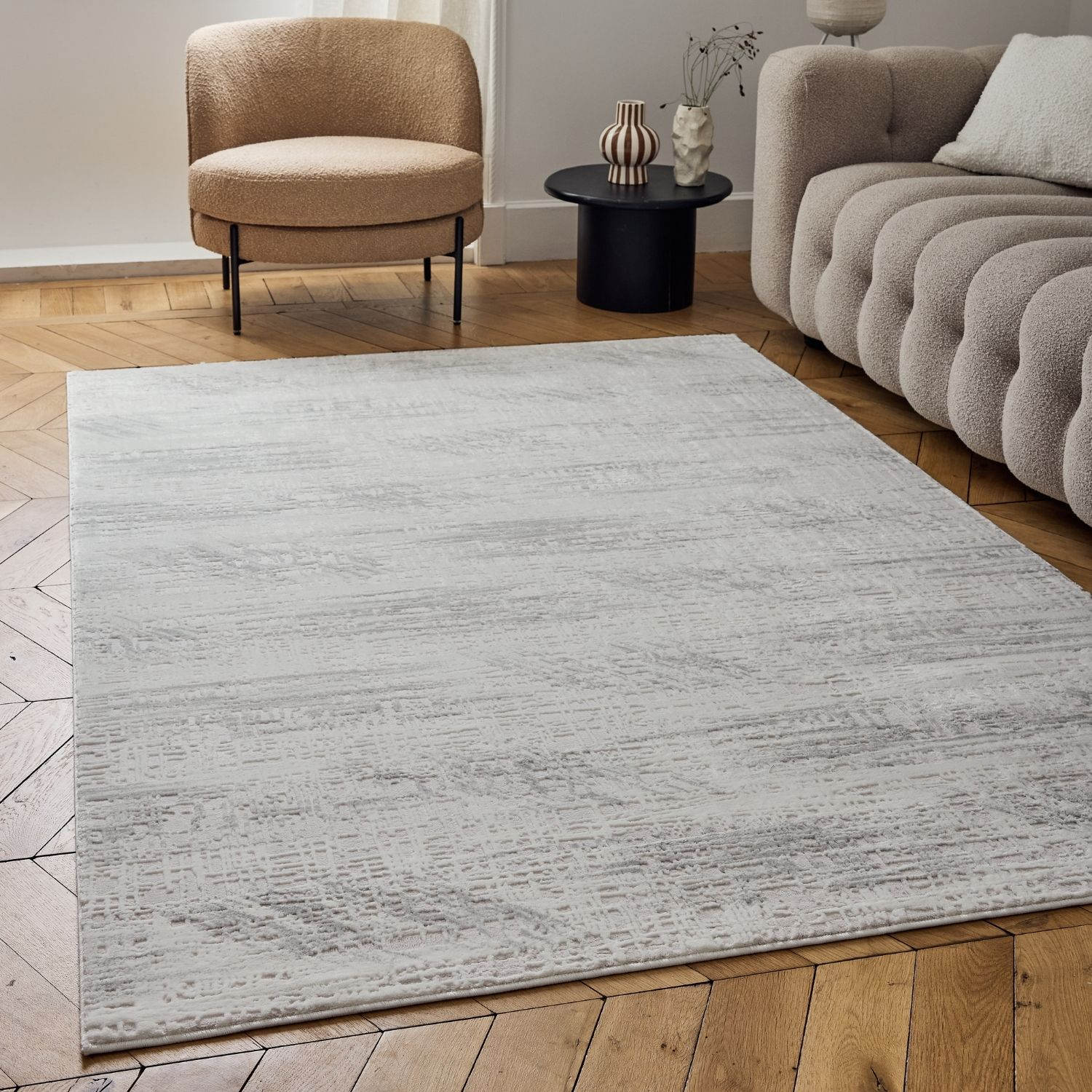 Carmel Cream-Grey Abstract Rug