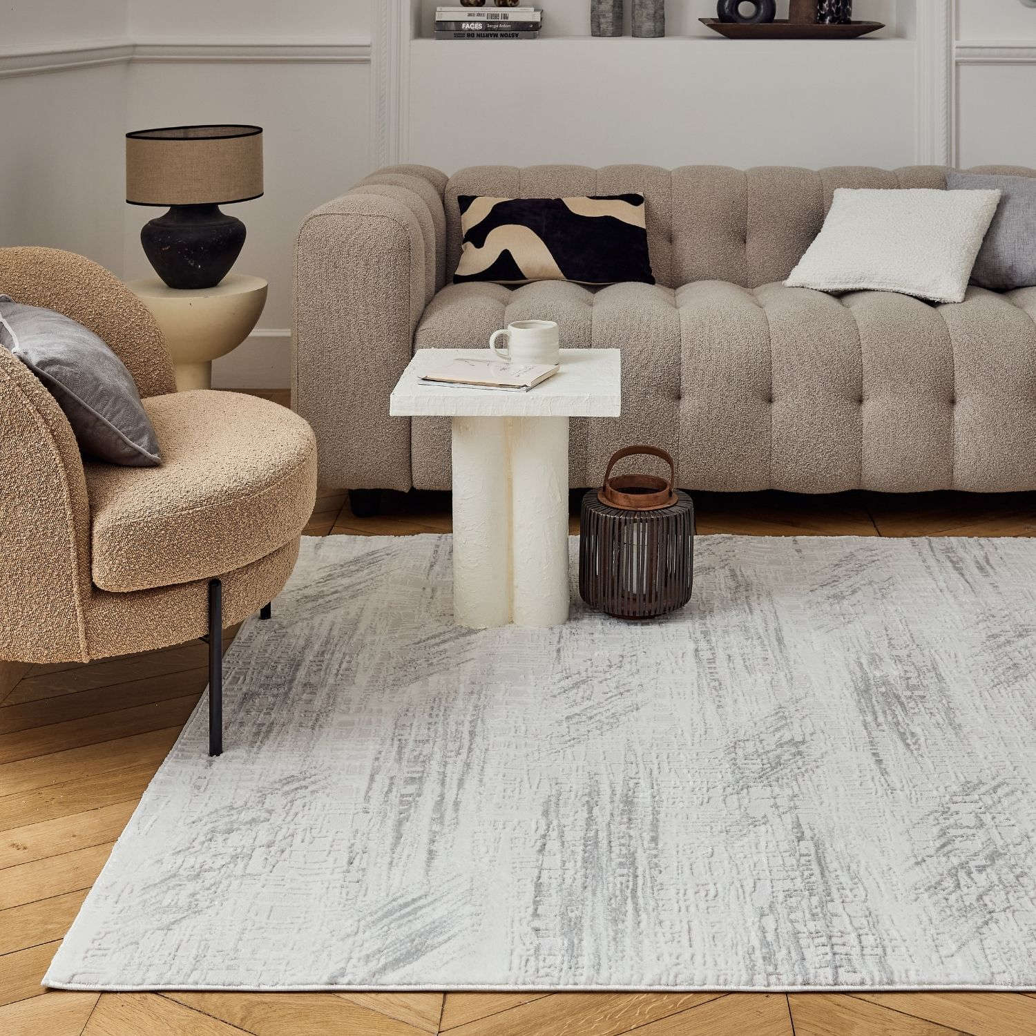 Carmel Cream-Grey Abstract Rug
