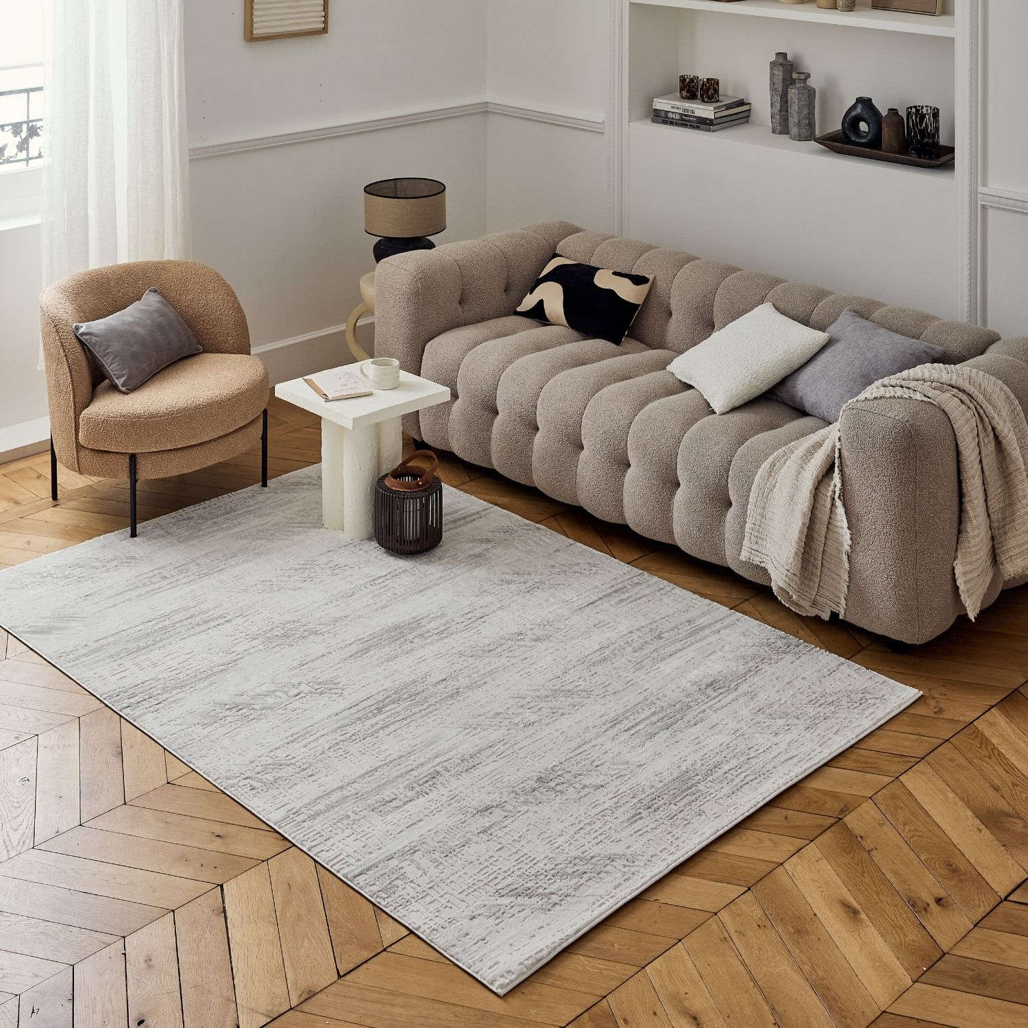 Carmel Cream-Grey Abstract Rug