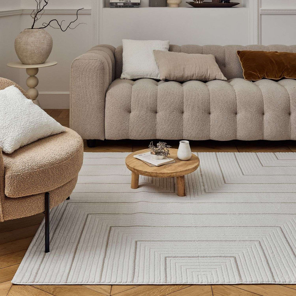 Carmel Cream-Beige Geometric Rug