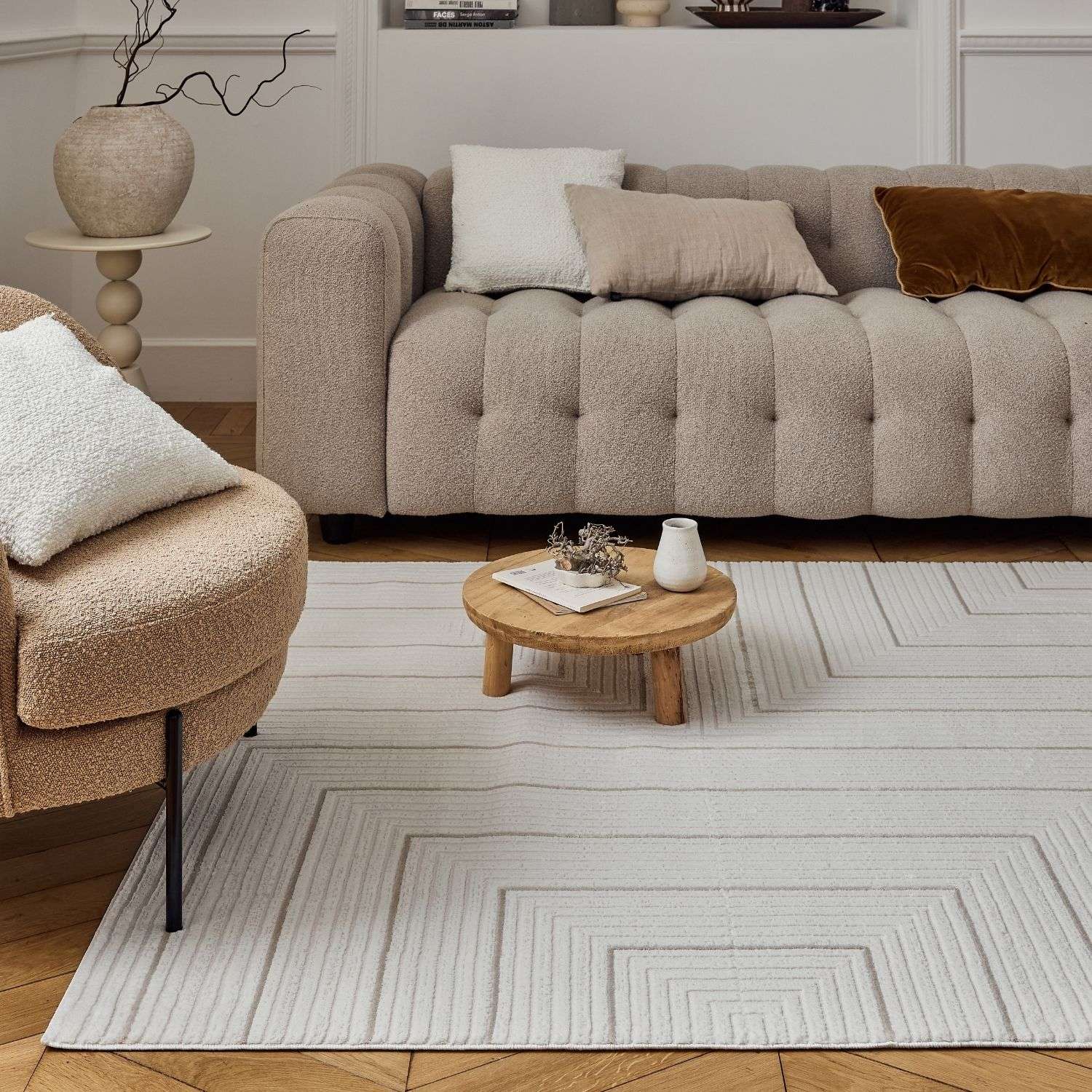 Carmel Cream-Beige Geometric Rug
