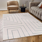 Carmel Cream-Blue Geometric Rug
