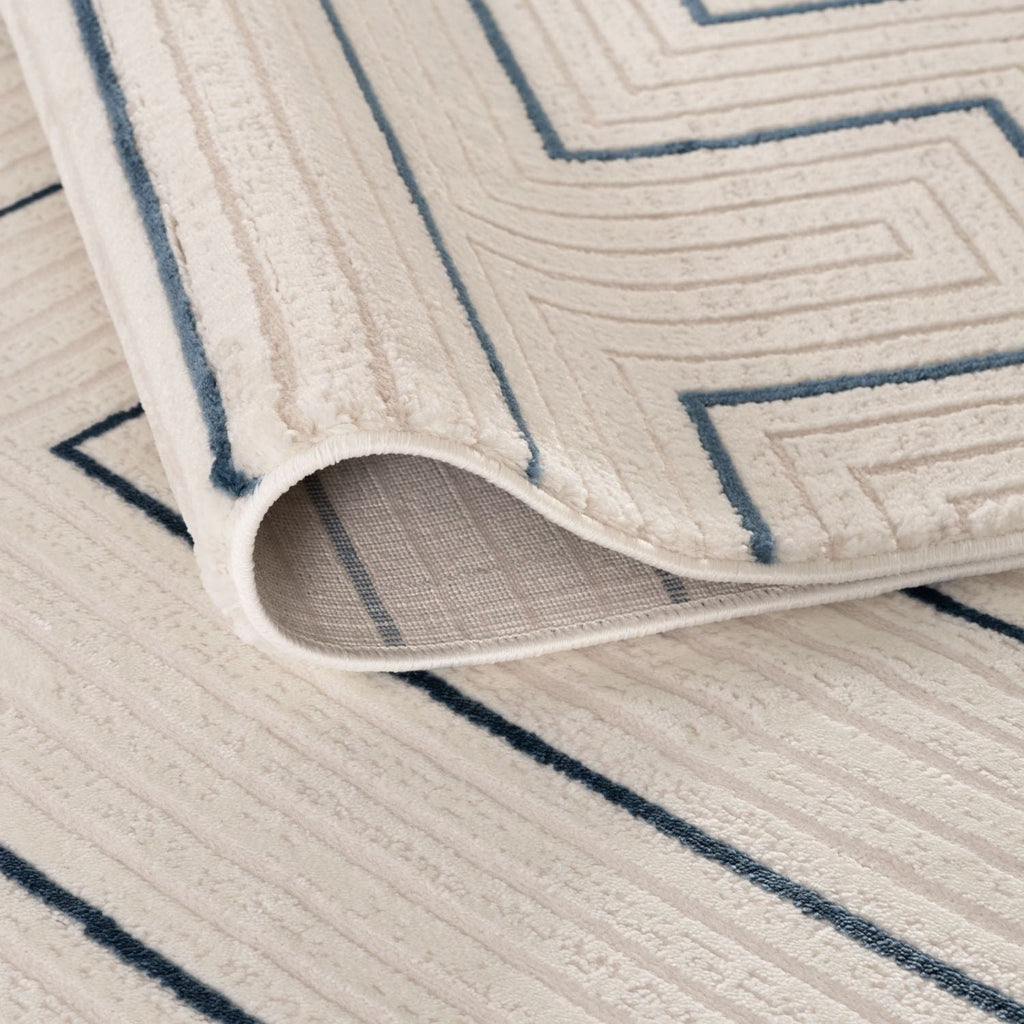 Carmel Cream-Blue Geometric Rug
