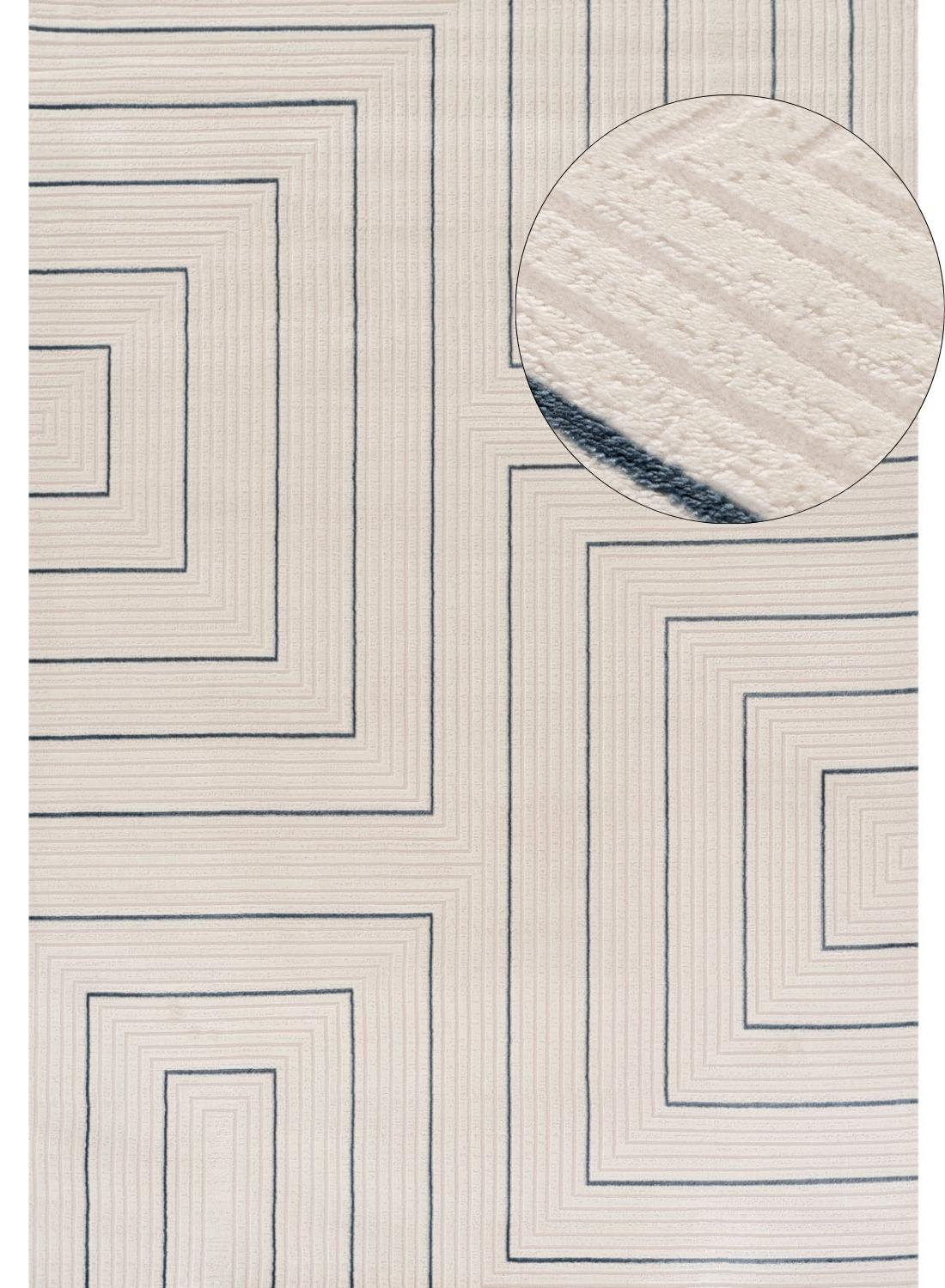 Carmel Cream-Blue Geometric Rug 240X340 cm