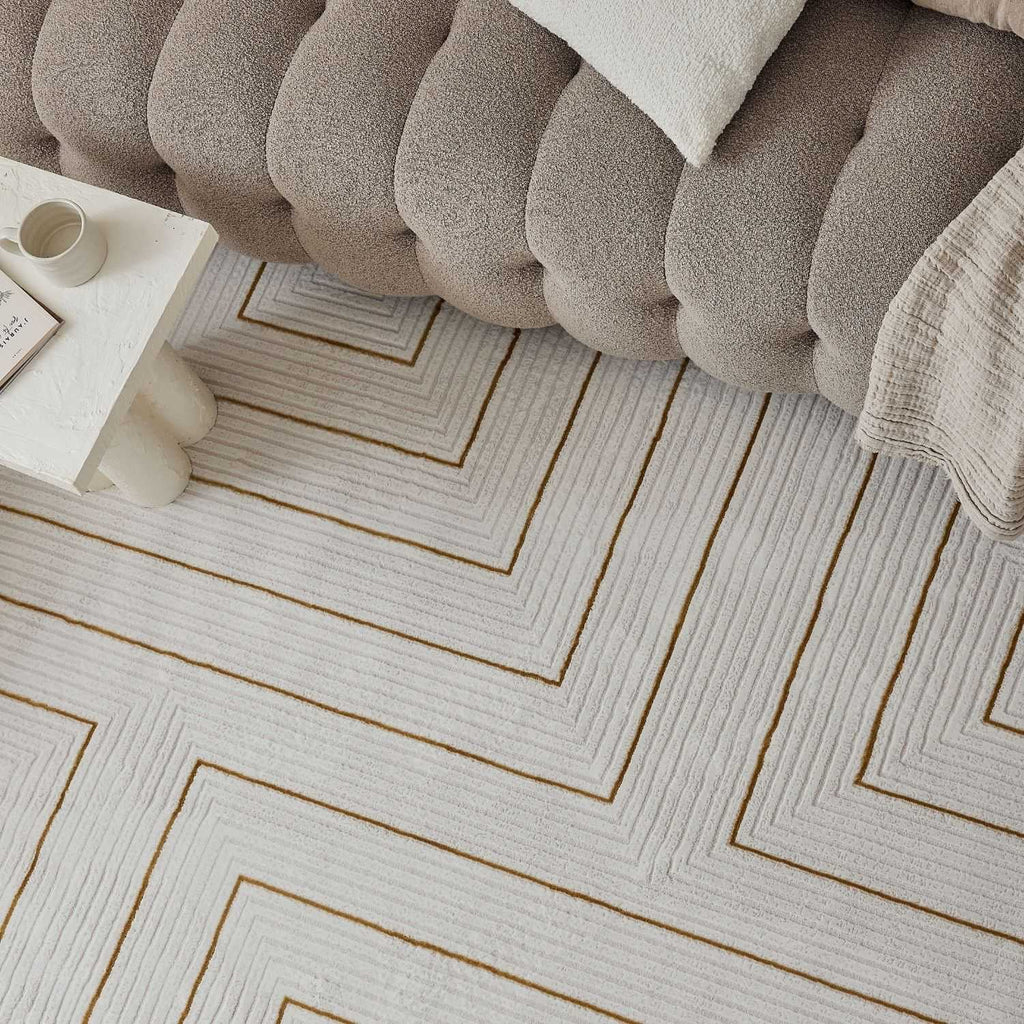 Carmel Cream-Gold Geometric Rug