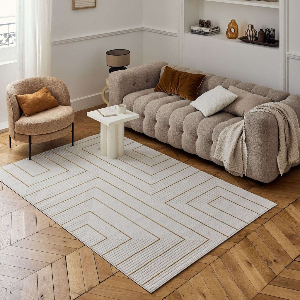 Carmel Cream-Gold Geometric Rug