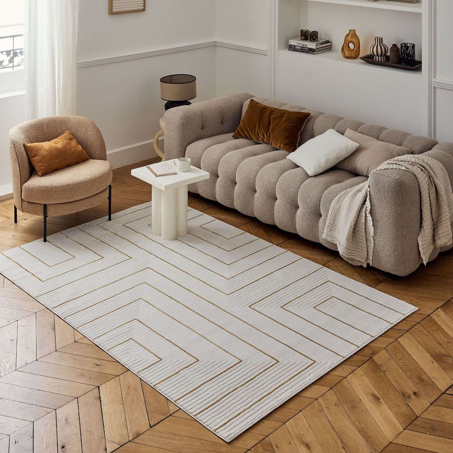 Carmel Cream-Gold Geometric Rug