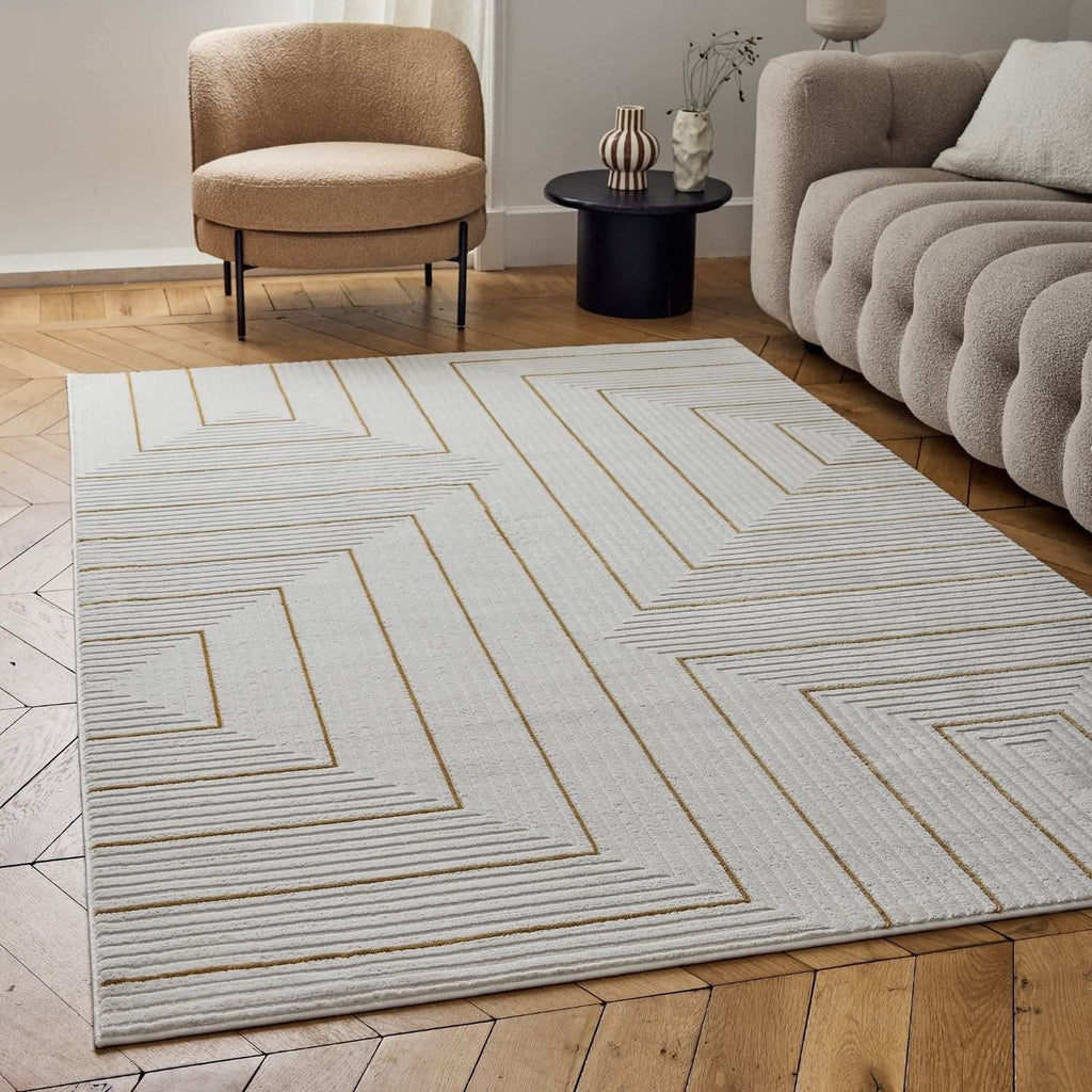 Carmel Cream-Gold Geometric Rug