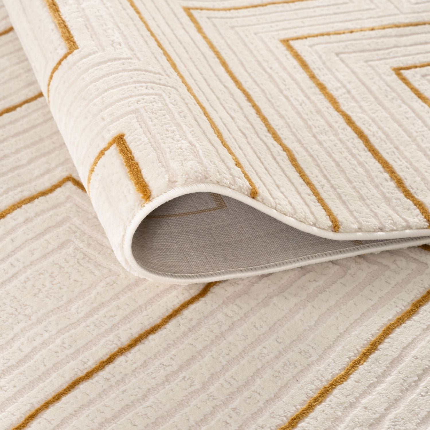 Carmel Cream-Gold Geometric Rug
