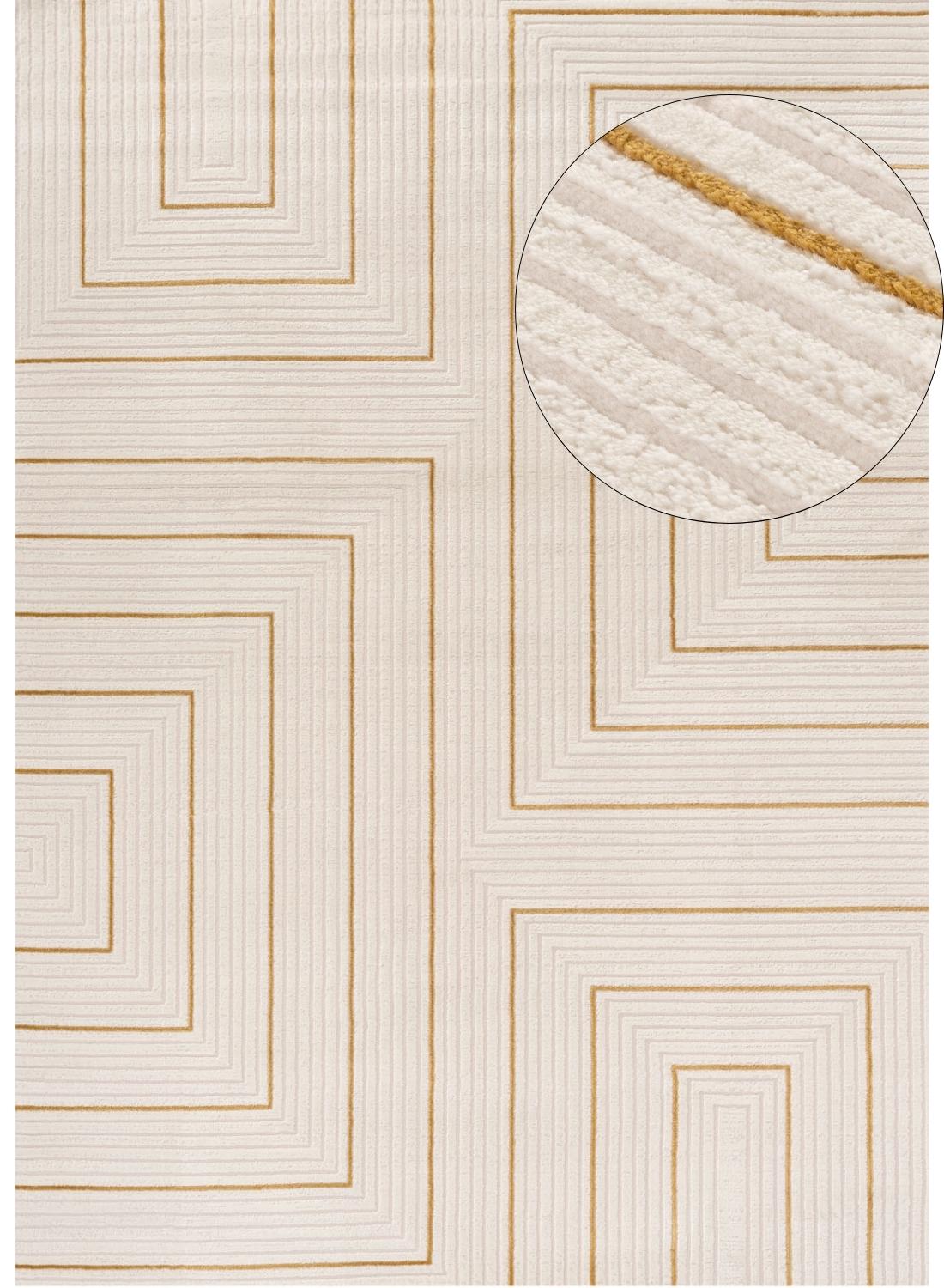 Carmel Cream-Gold Geometric Rug 240X340 cm