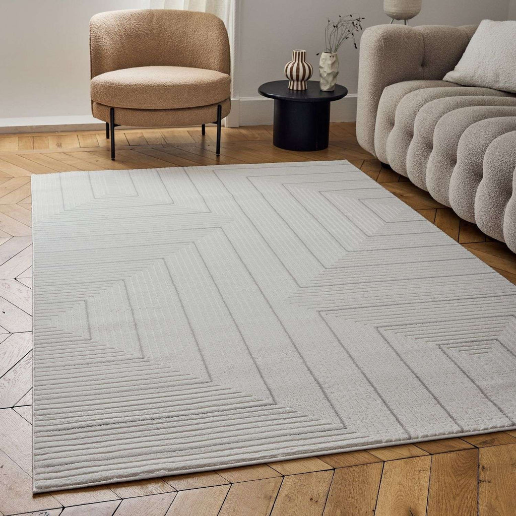 Carmel Cream-Grey Geometric Rug