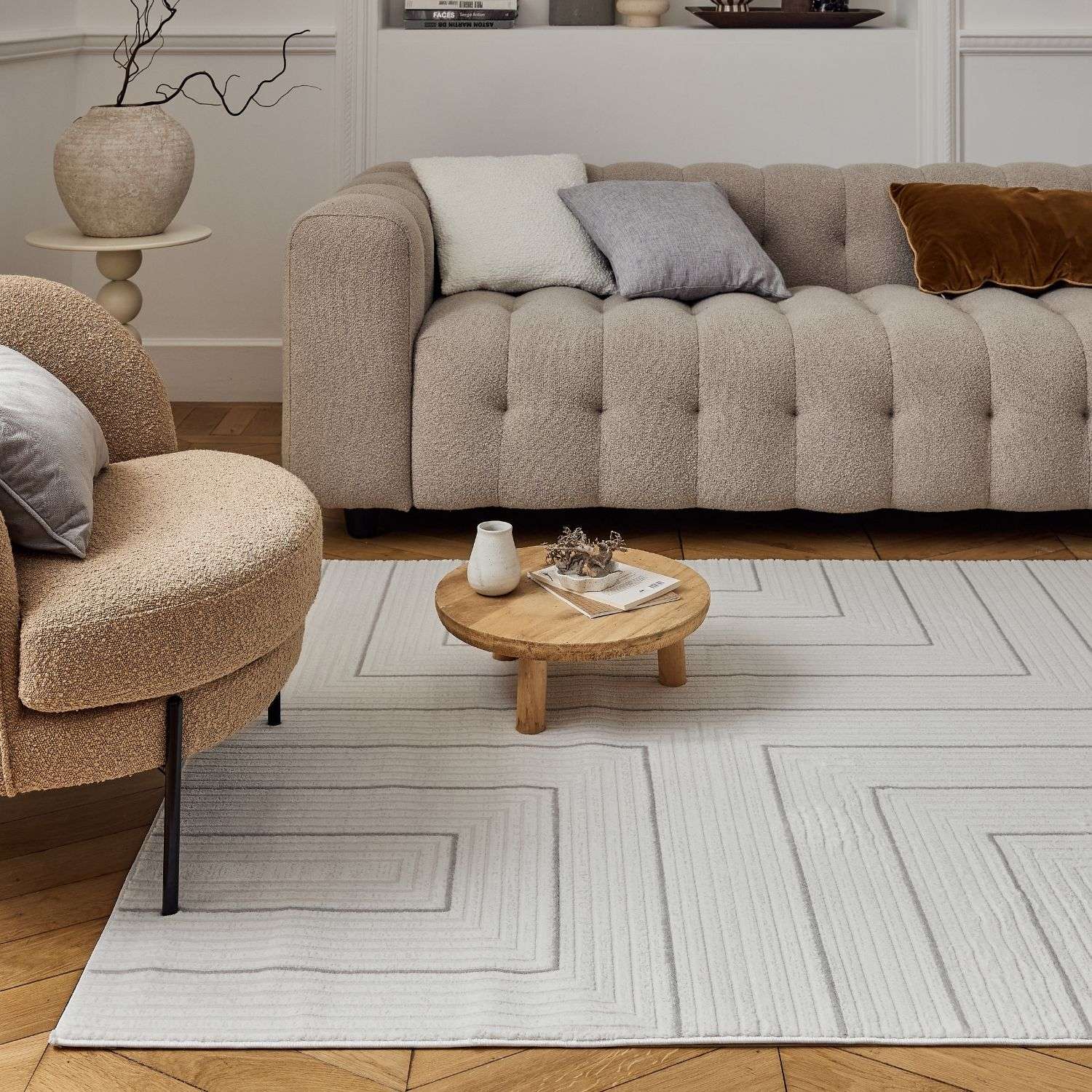 Carmel Cream-Grey Geometric Rug