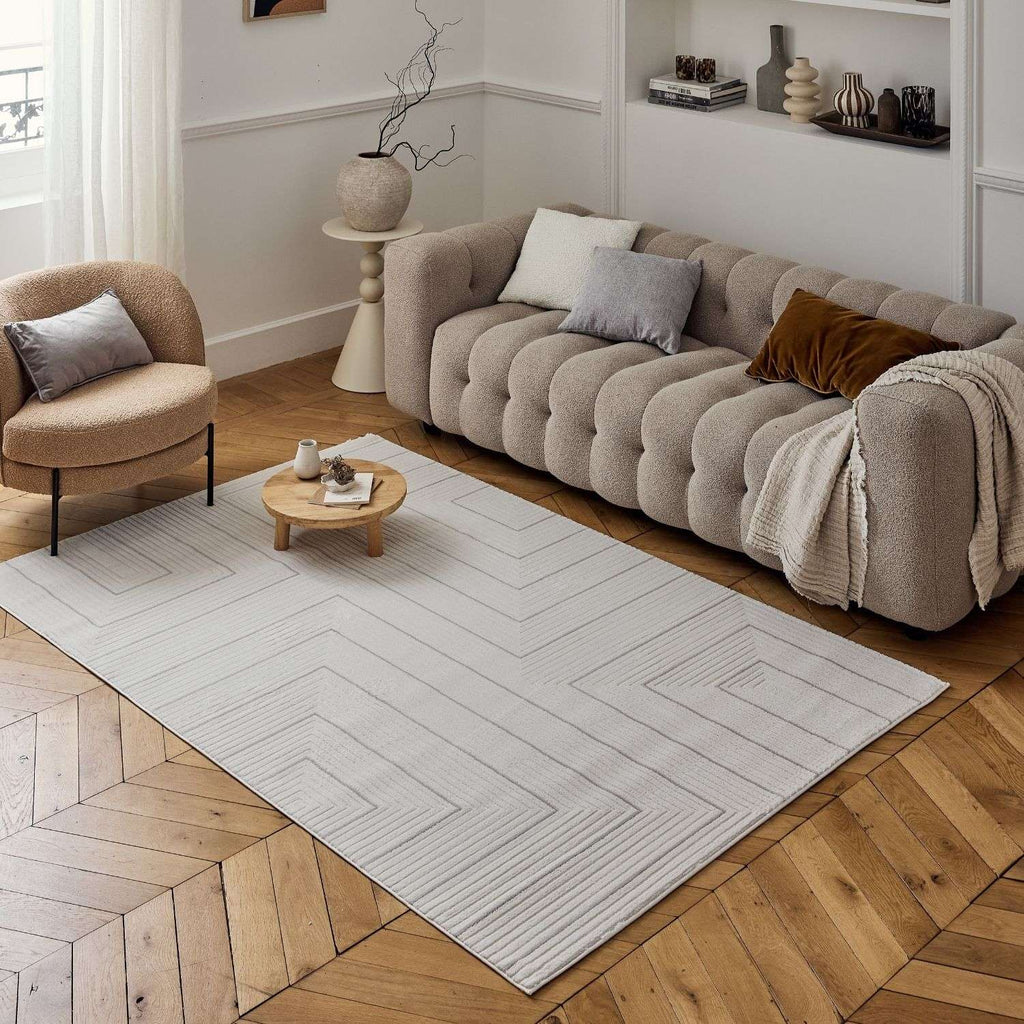 Carmel Cream-Grey Geometric Rug