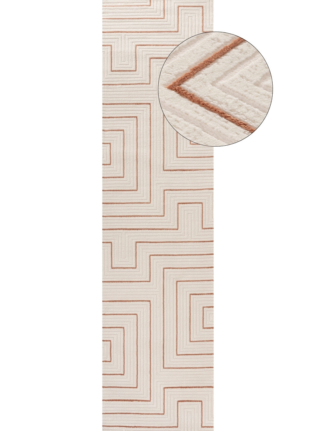 Carmel Cream-Terra Geometric Rug 80X300 cm