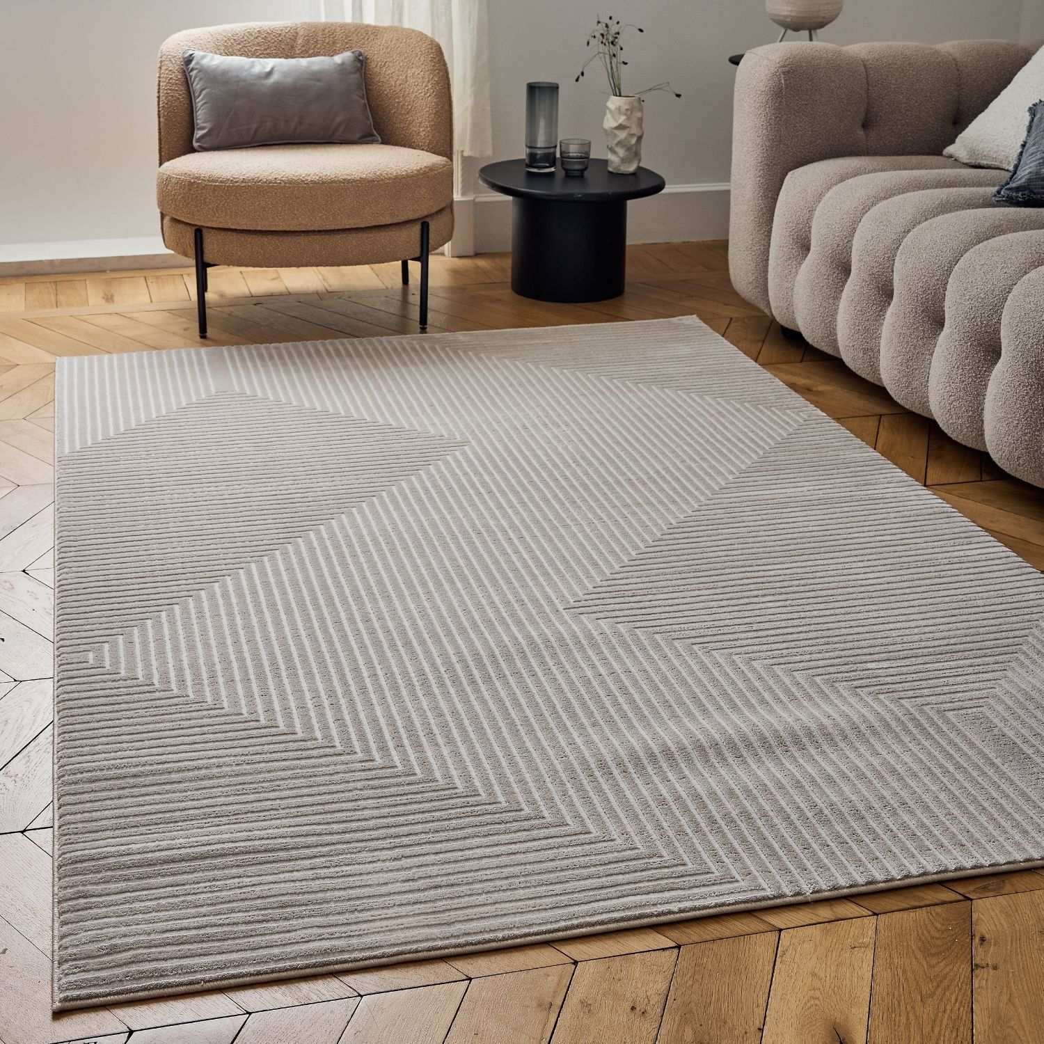 Carmel Beige-Cream Geometric Rug
