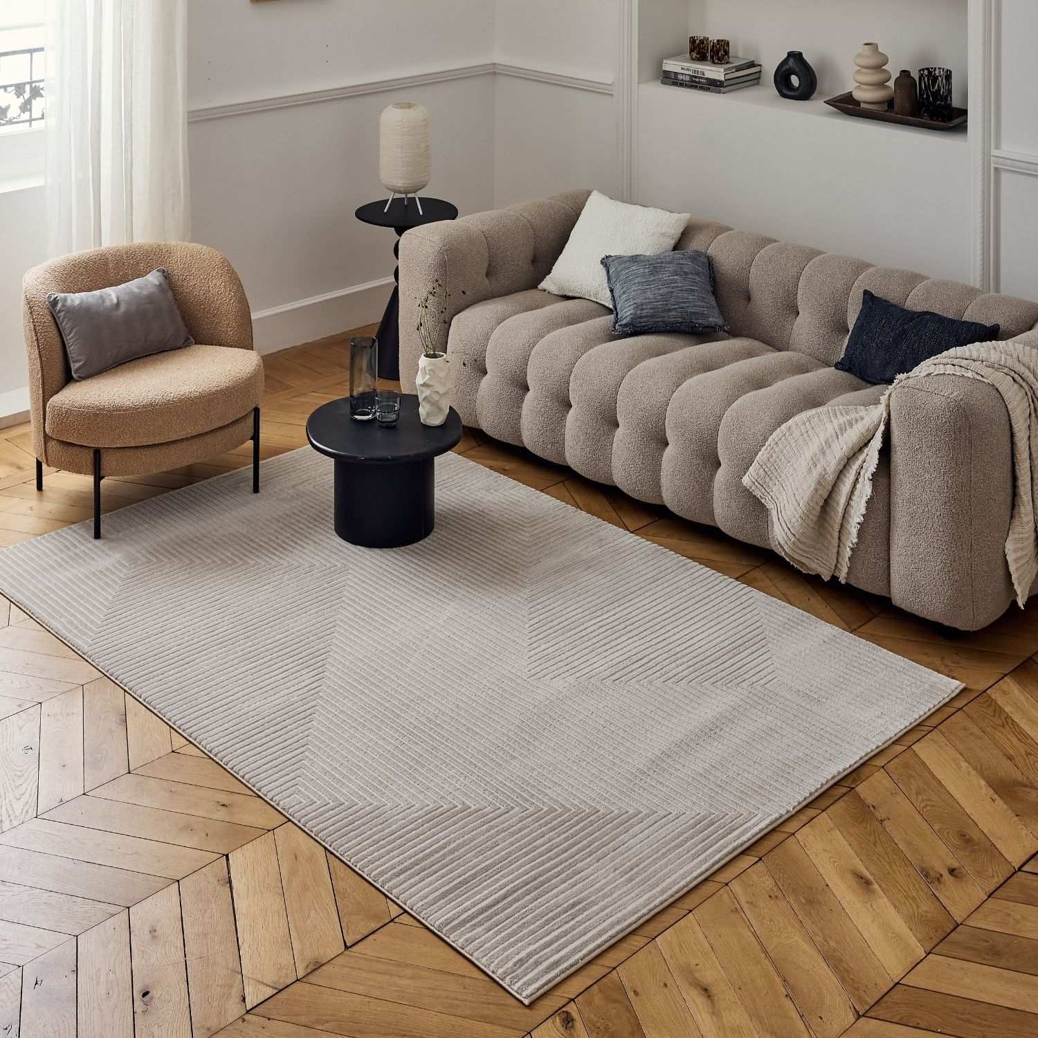 Carmel Beige-Cream Geometric Rug