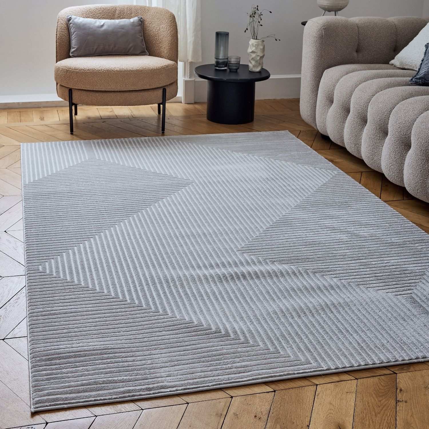 Carmel Grey-Cream Geometric Rug
