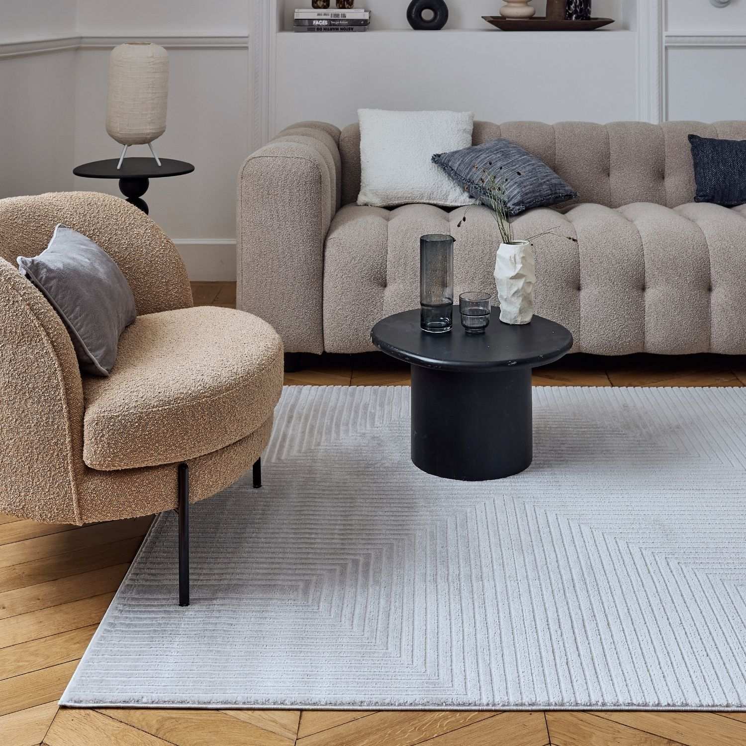 Carmel Grey-Cream Geometric Rug
