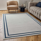 Carmel Cream-Blue Bordered Rug
