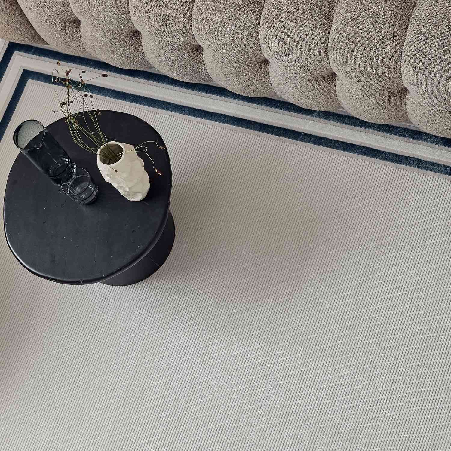 Carmel Cream-Blue Bordered Rug