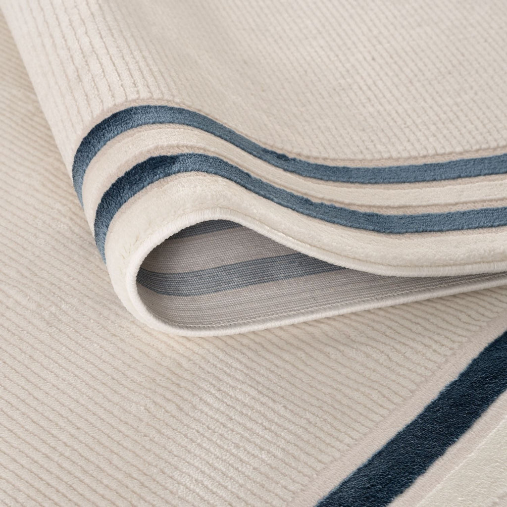 Carmel Cream-Blue Bordered Rug
