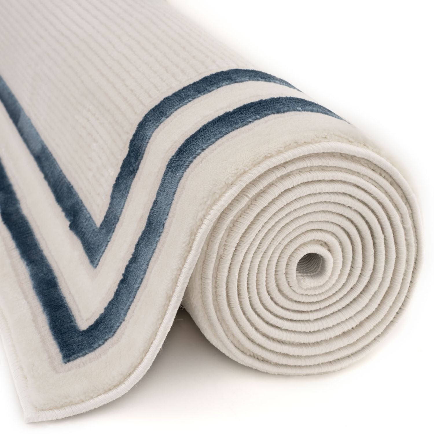 Carmel Cream-Blue Bordered Rug