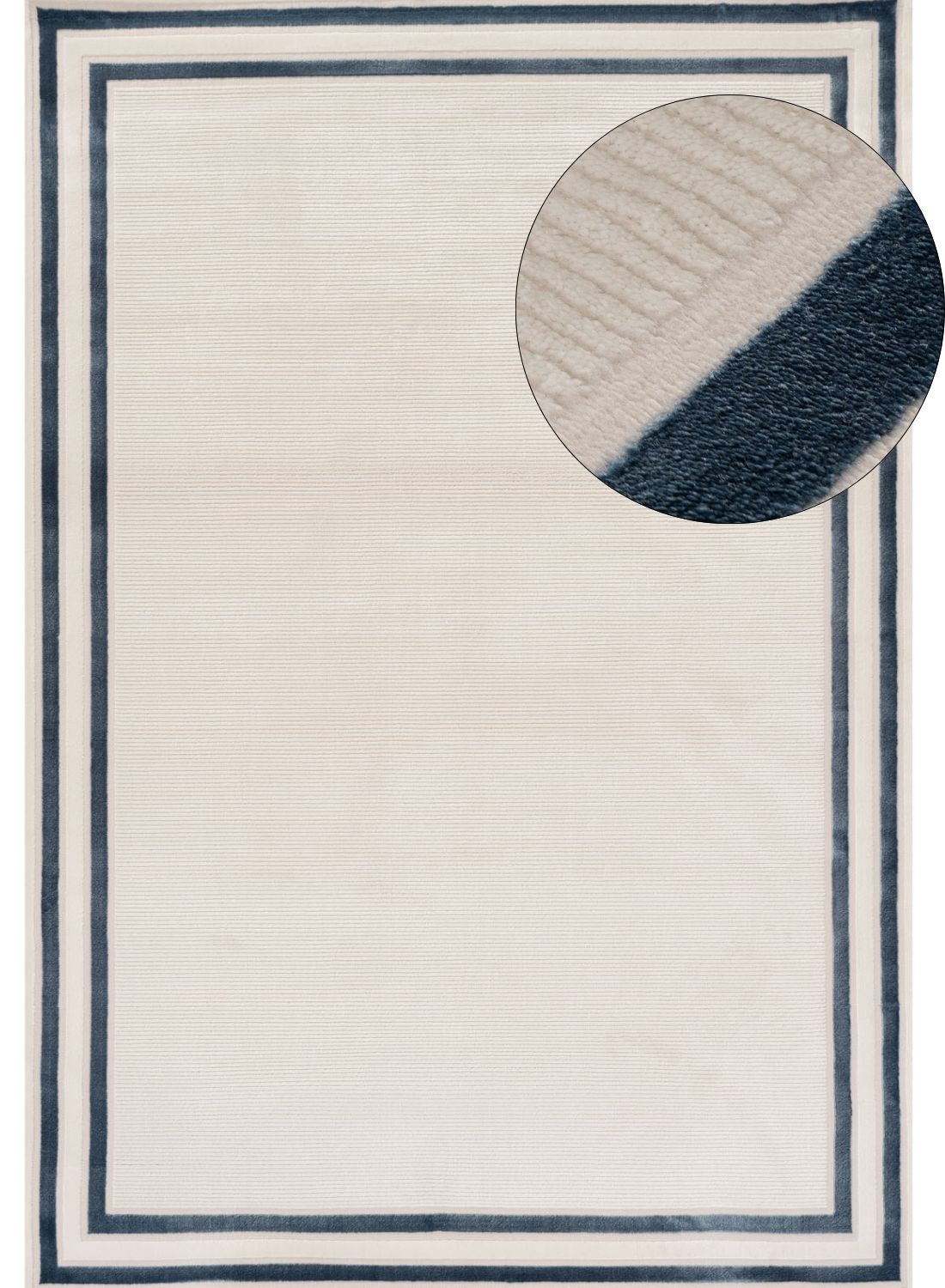 Carmel Cream-Blue Bordered Rug