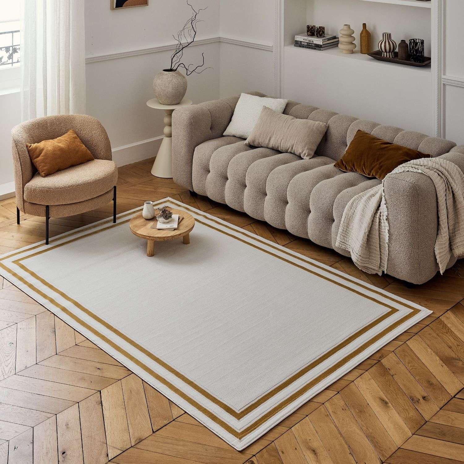 Carmel Cream-Gold Bordered Rug