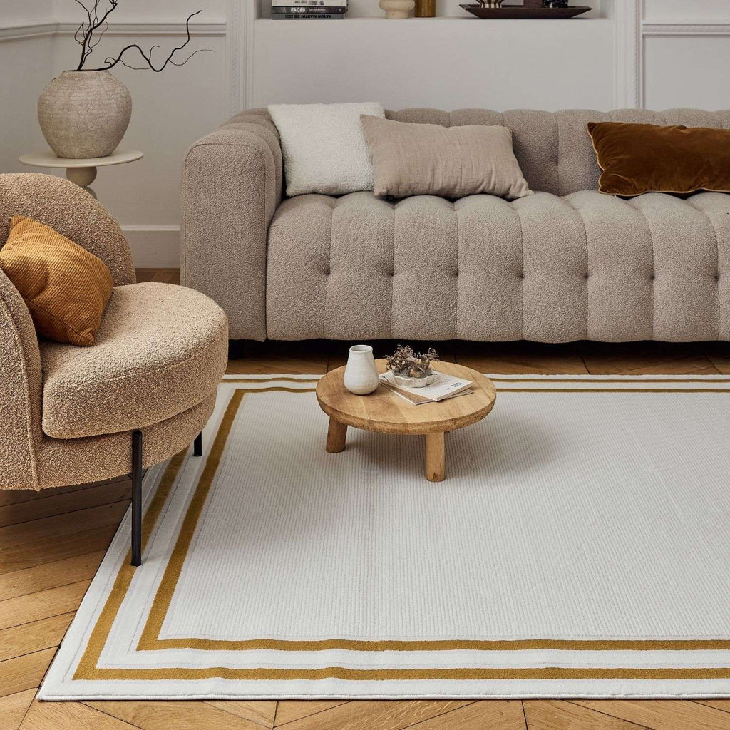 Carmel Cream-Gold Bordered Rug