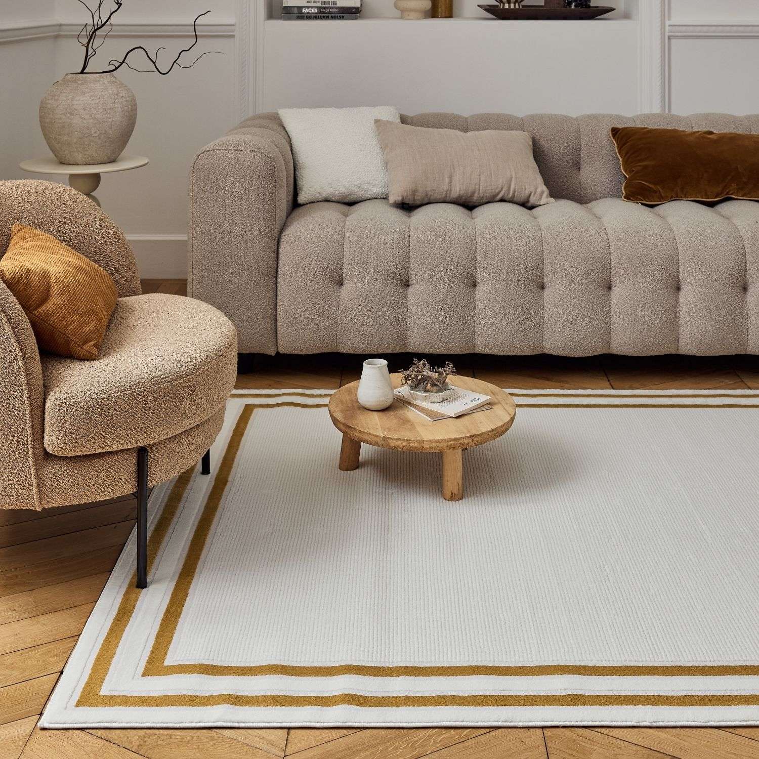 Carmel Cream-Gold Bordered Rug