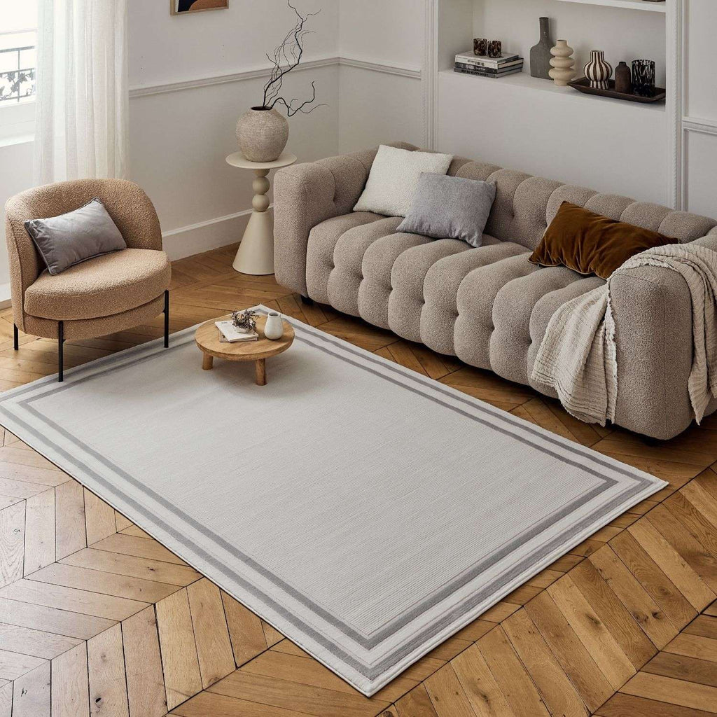 Carmel Cream-Grey Bordered Rug