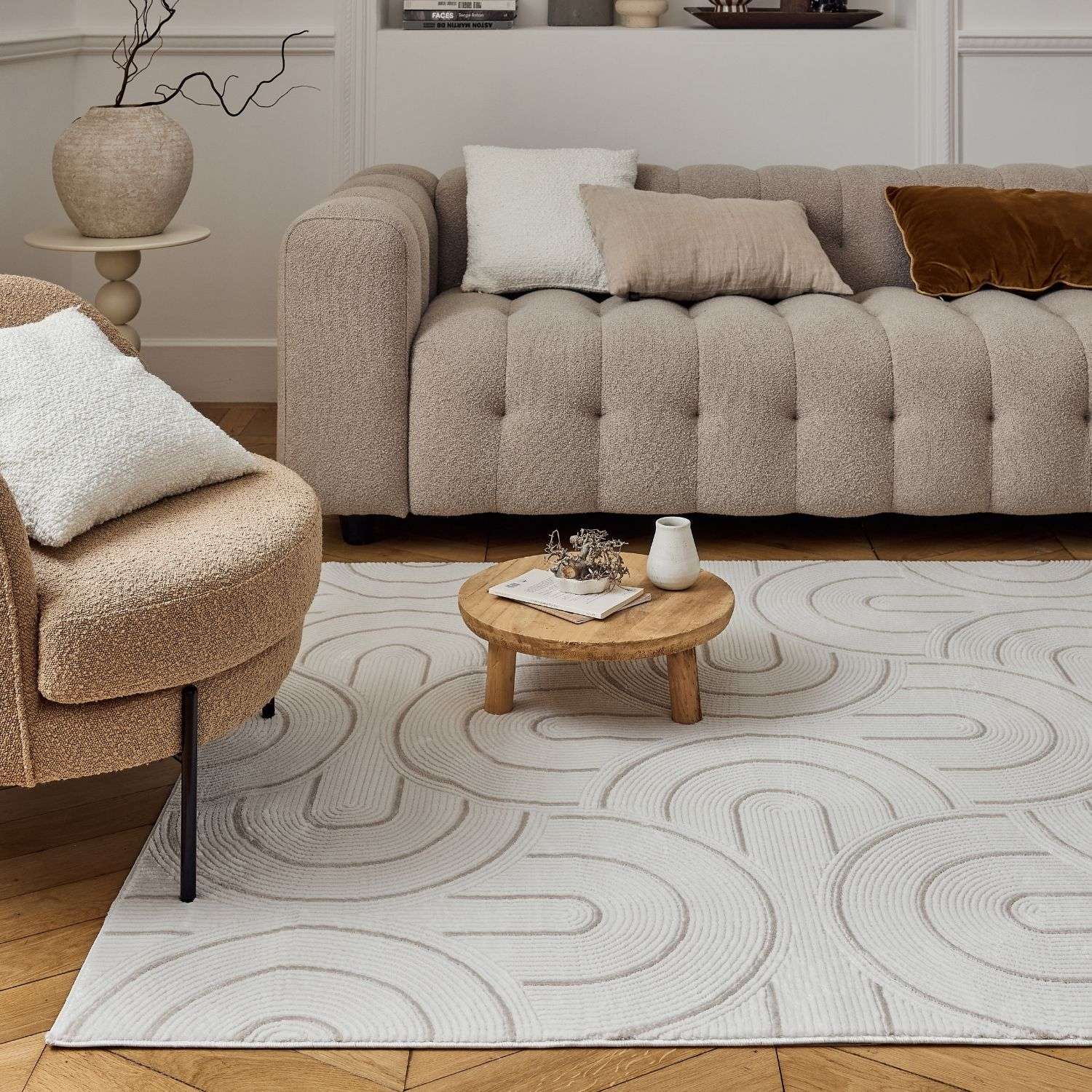 Carmel Cream-Beige Geometric Rug