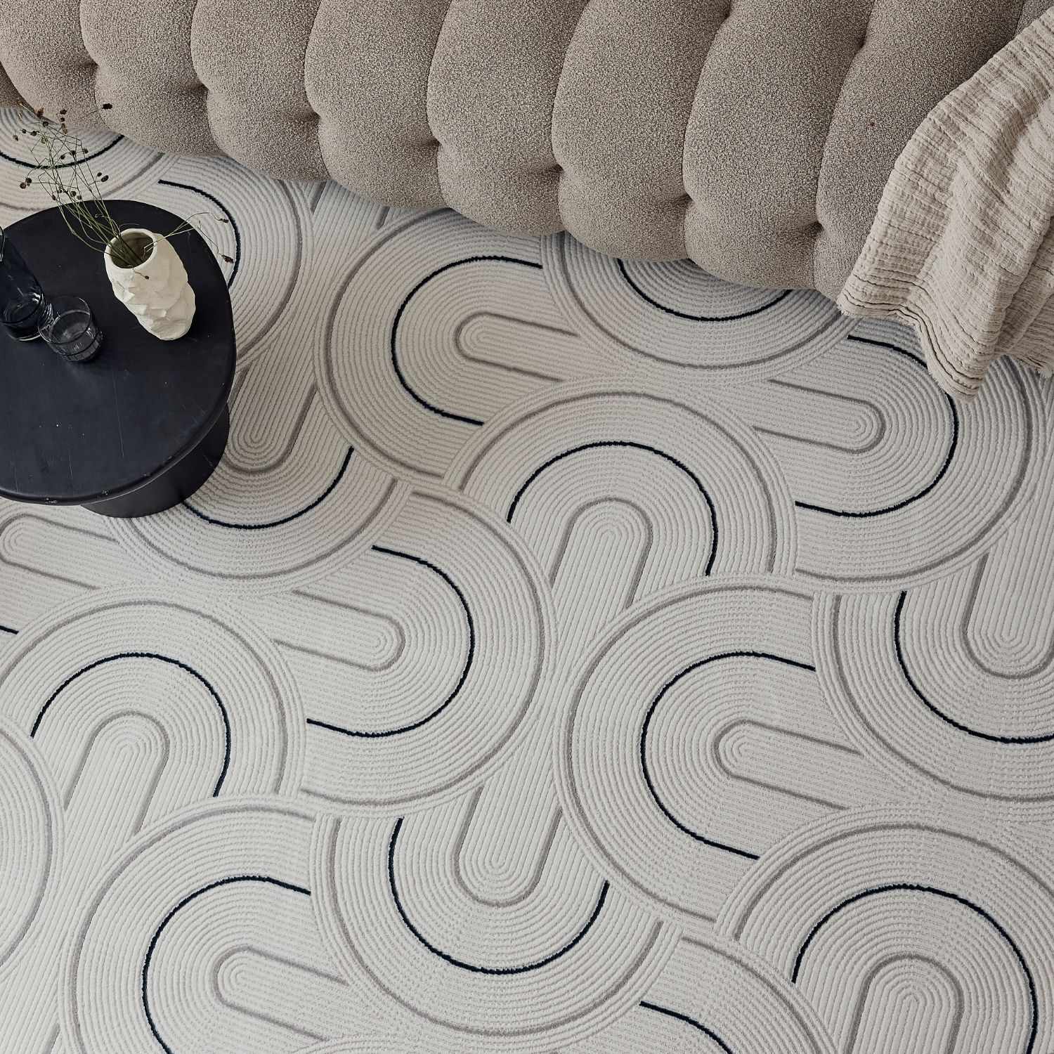 Carmel Cream-Blue Geometric Rug