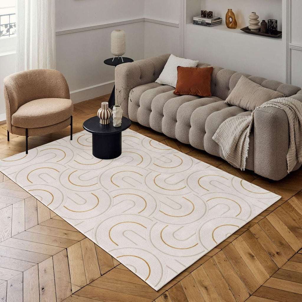 Carmel Cream-Gold Geometric Rug