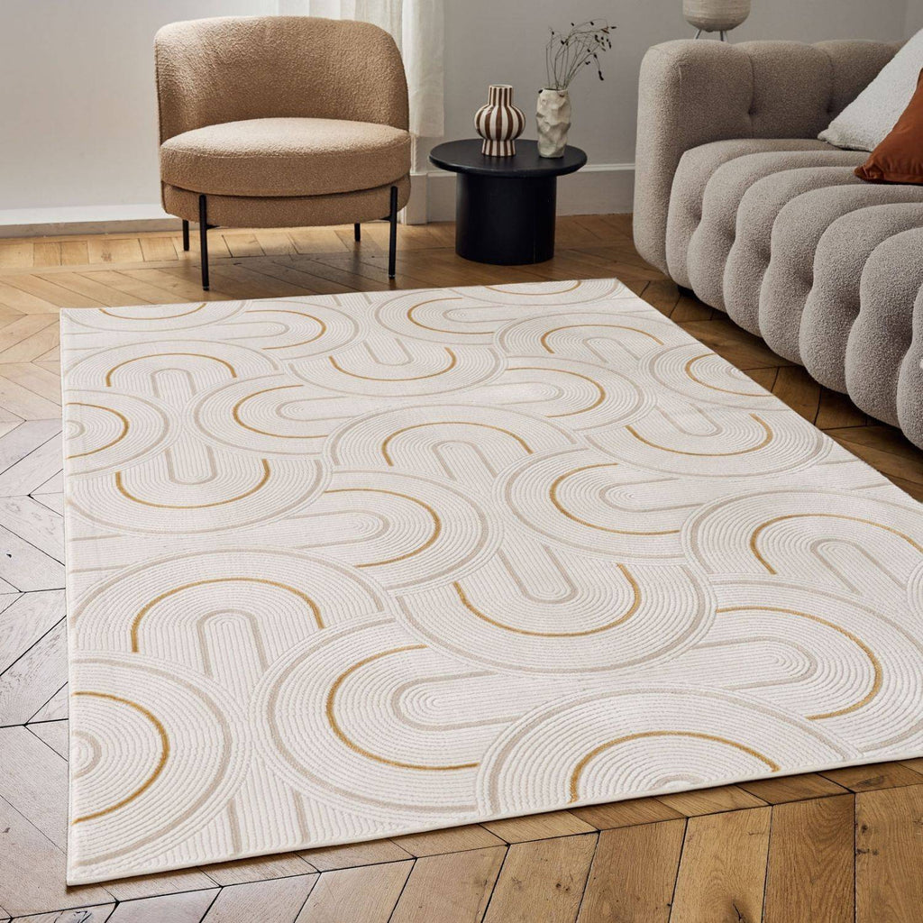 Carmel Cream-Gold Geometric Rug