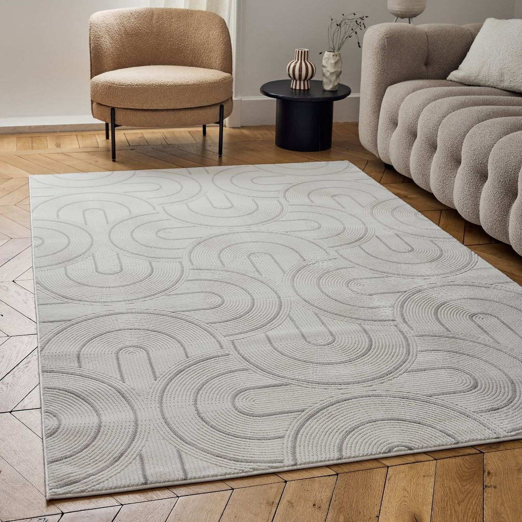 Carmel Cream-Grey Geometric Rug