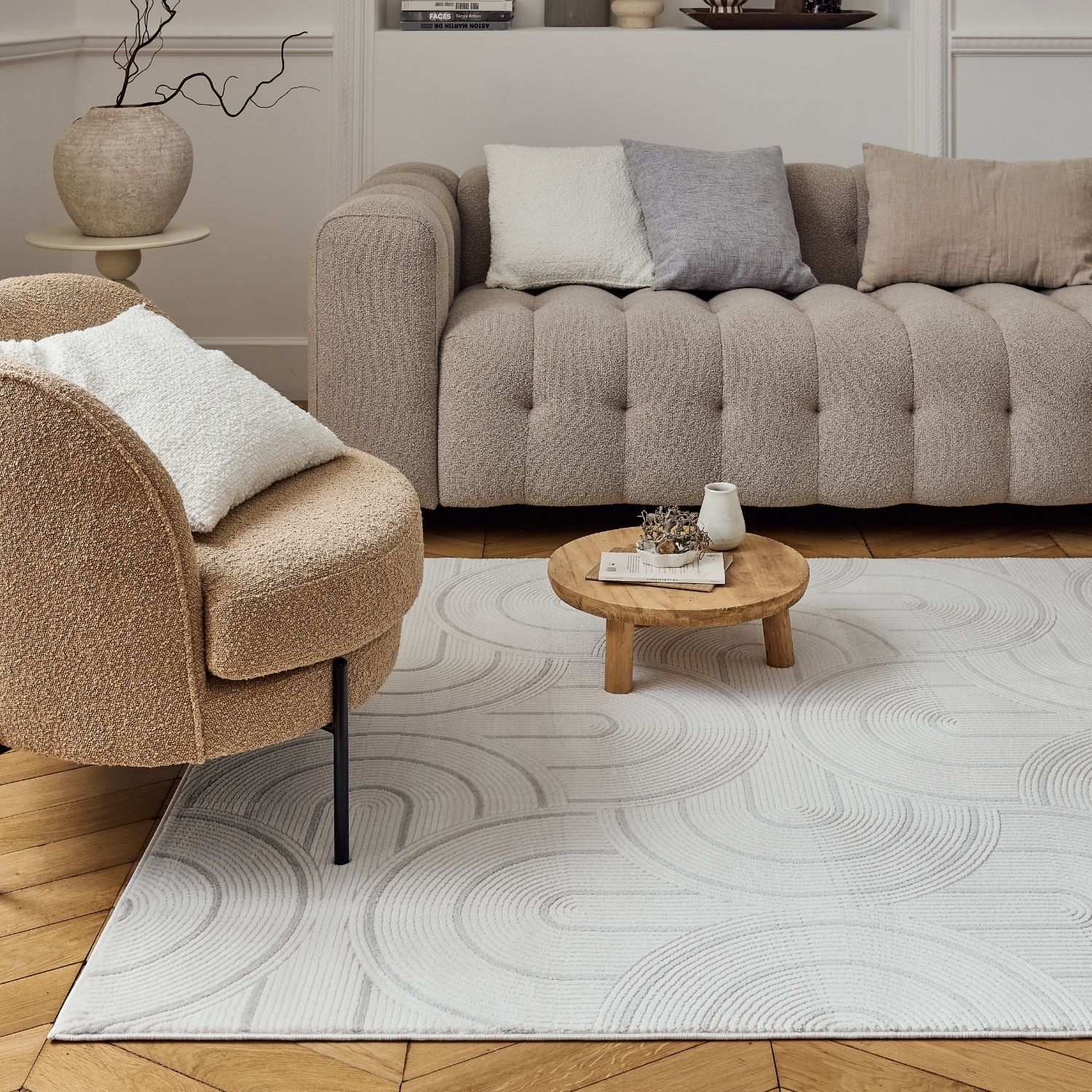 Carmel Cream-Grey Geometric Rug