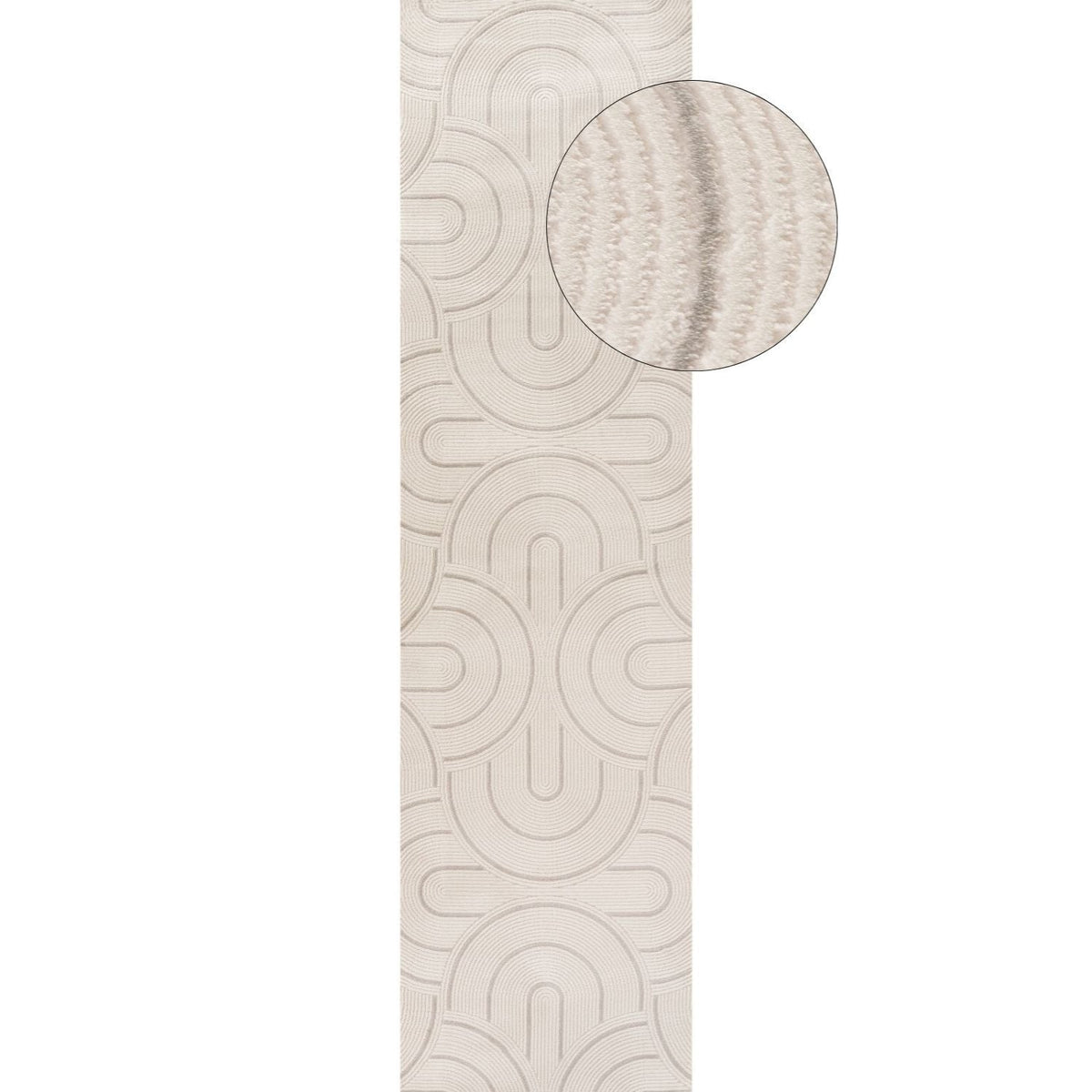 Carmel Cream-Grey Geometric Rug 80X300 cm