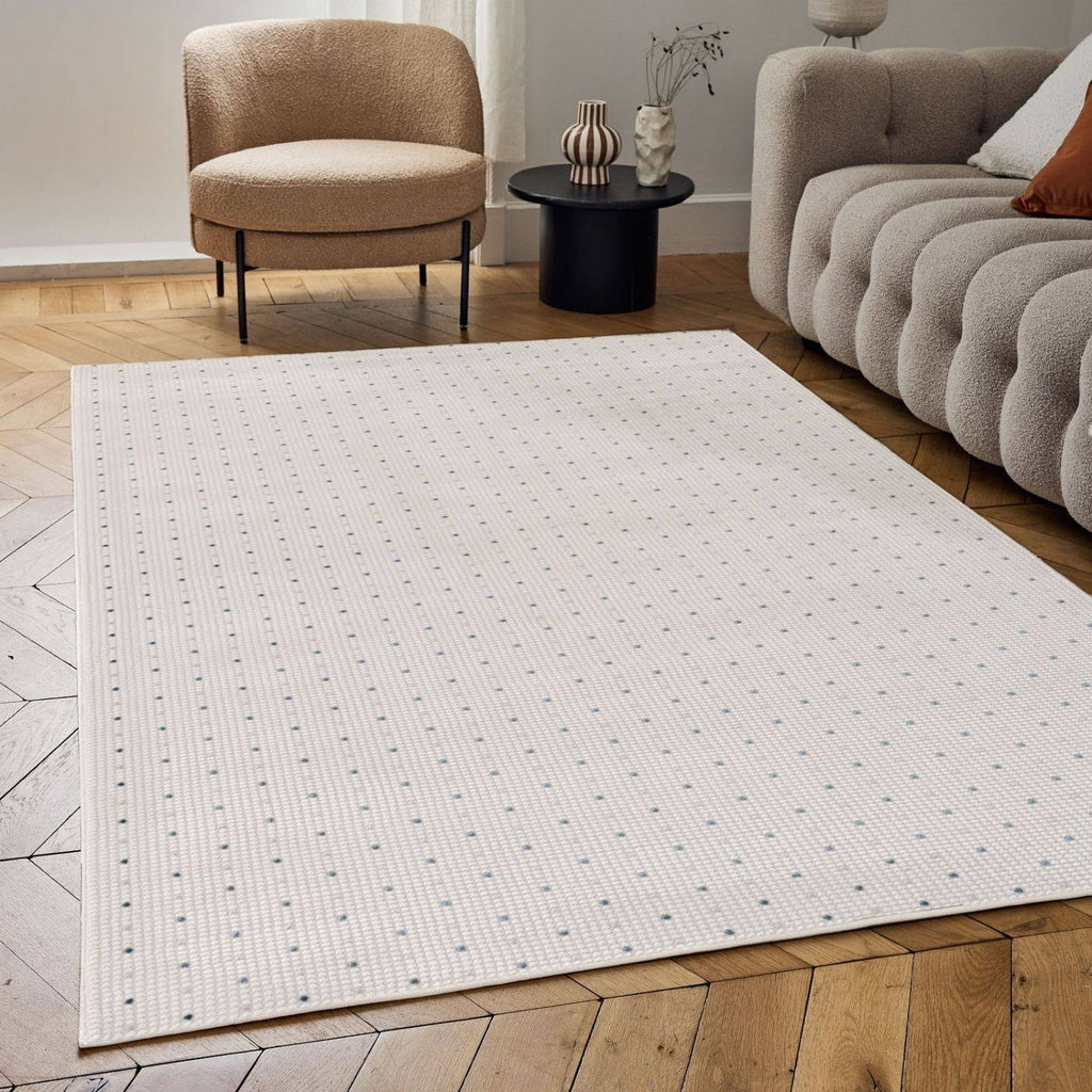Carmel Cream-Blue Dots Rug