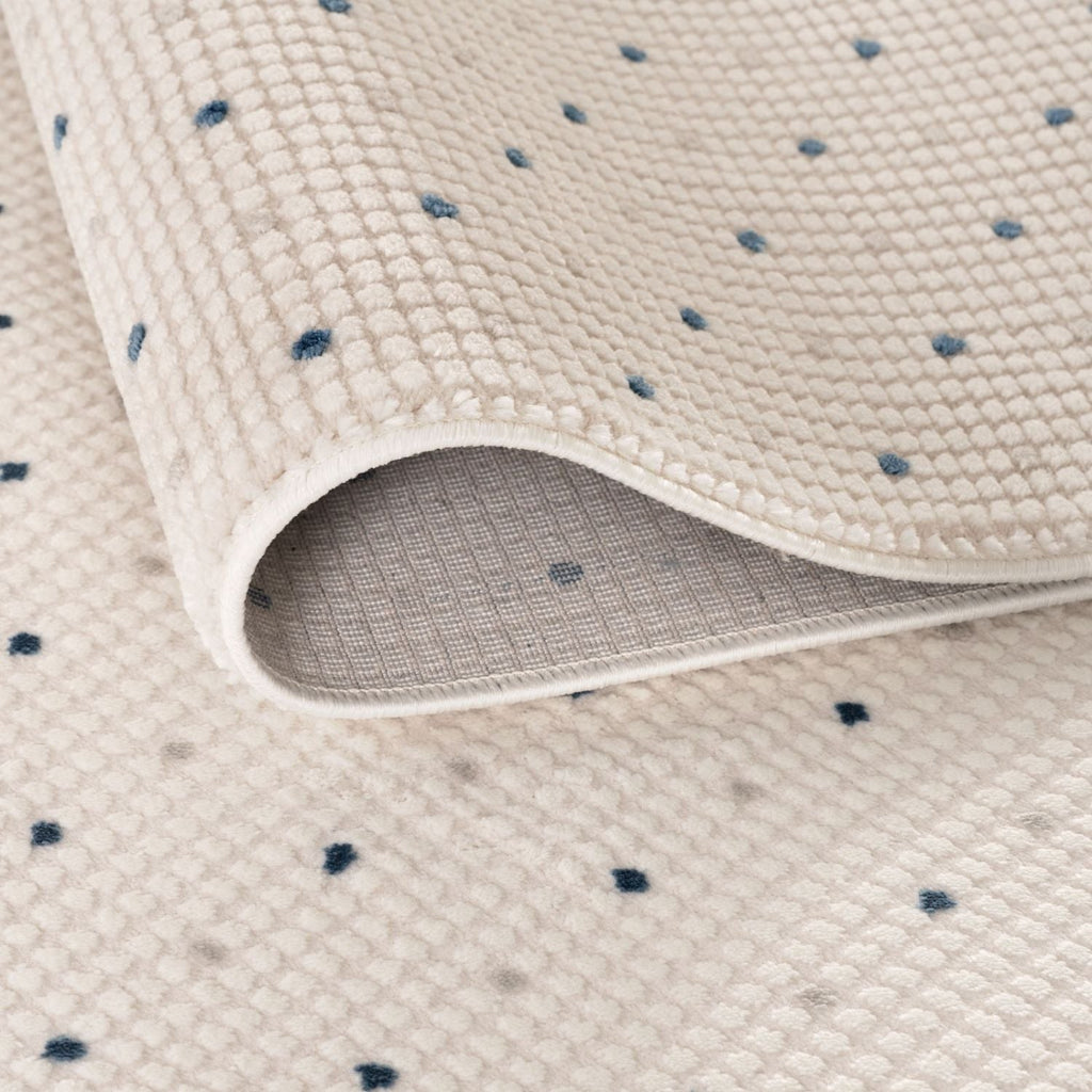 Carmel Cream-Blue Dots Rug