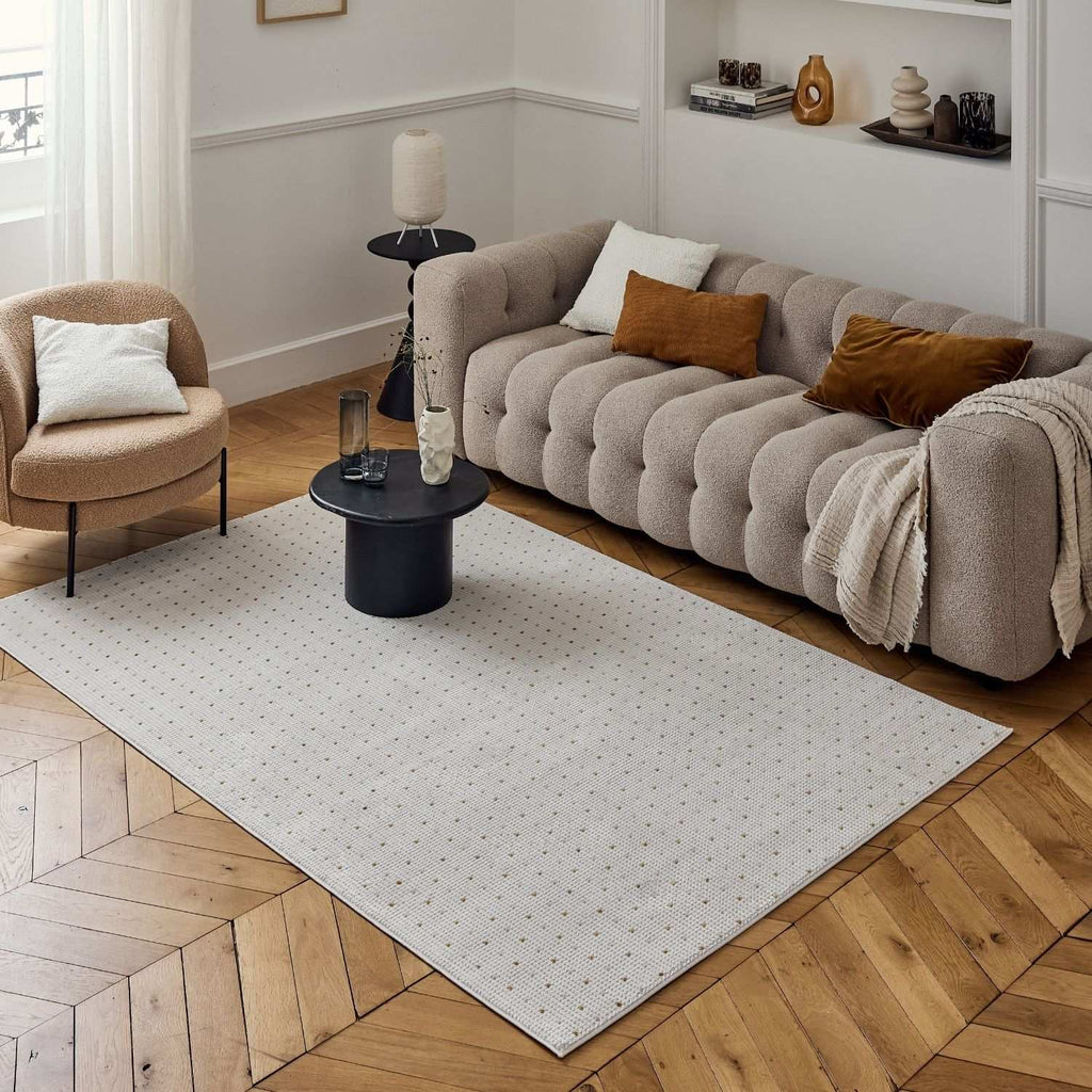 Carmel Cream-Gold Dots Rug
