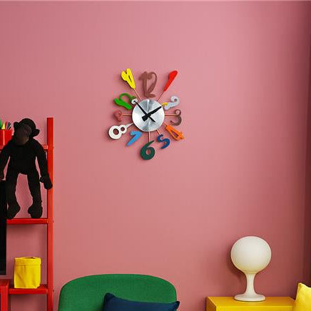 Multi Colour Funky Numbers Wall Clock