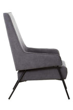 Ash Velvet High Back Chair with Black Metal Legs