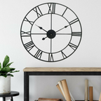 Stunning 60CM Roman Metal Clock in Black:, Attention to Detail. Statement Piece for any Room!